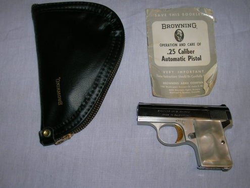 Pistols Baby Browning .25 Cal Pistol W/ Pearl Grips