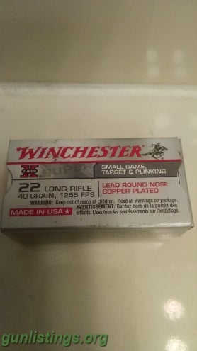 Ammo .22LR, 50rd Winchester Super-X (CPLRN, 40 Gr, 1255 Fps)