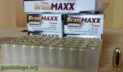 Ammo .380 Auto Tulammo Brass Maxx, 95gr. FMJ, 50rds.