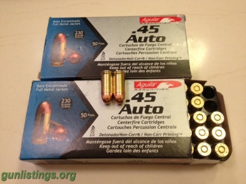 Ammo 10 Boxes 45 Caliber Ammo