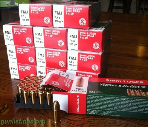 Ammo 9mm Ammo - Sellier & Bellot (600 Rounds) - $9/box