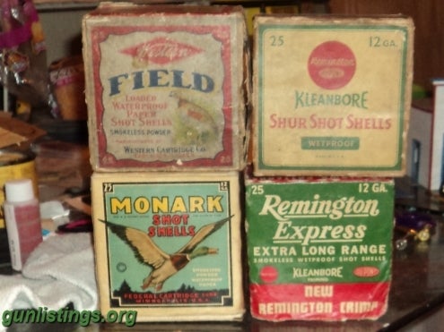 Ammo Antique Shotgun Shells And Boxes