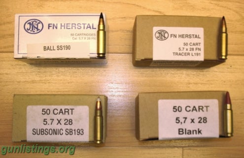 Ammo FN 5.7X28mm SS190, L191, SB193 And Blank