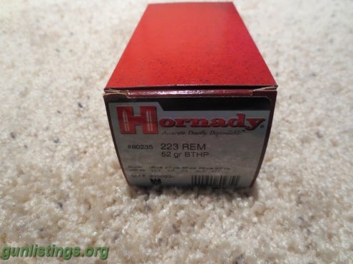 Ammo Hornady .223 Ammo 52 Grain 50 Rounds