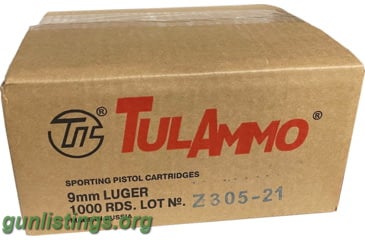 Ammo TulAmmo 9mm Luger 115 Grain Full Metal Jacket (FMJ) Ste