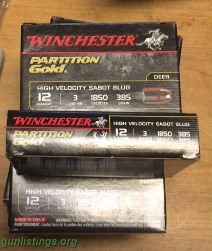 Ammo Winchester Partition Gold Slugs 12g