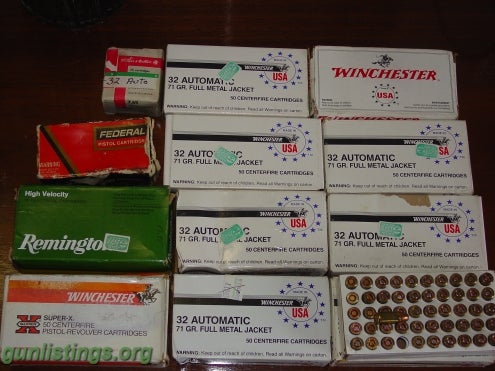 Ammo Winchester/Remington/Federal 32 Caliber Auto Ammo/Revol