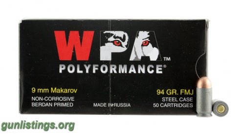 Ammo Wolf 9mm Markov 94gr Ammo 1000 Rnds