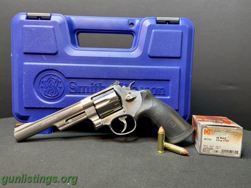 Pistols 44 Magnum Smith And Wesson Stainless 6in Revolver