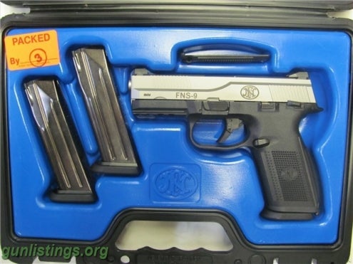 Pistols FNH USA FNS-9 Stainless 9mm With Safety 3 Mags