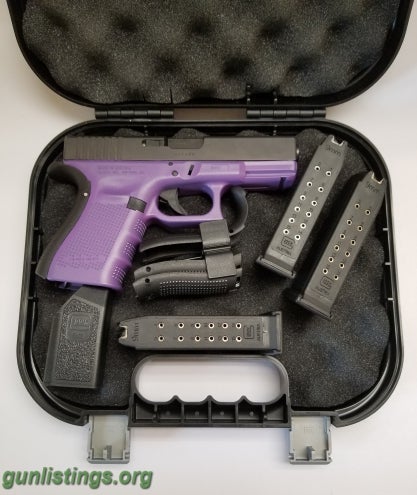 Pistols Glock 19 Gen 4 9mm With X-Werks Lollipop Purple Cerakot