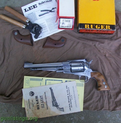 Pistols Ruger Old Army Stainless Black Powder 44 Cal Revolver