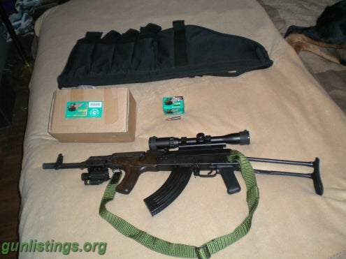 Rifles AK-47 Romanian,ammo, Case, Illuminate Scope, Laser/fla