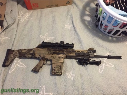 Rifles Custom SCAR 17 Kryptek Camo Timney 8 Mags AAC