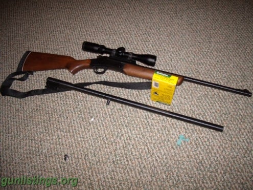 Rifles ROSSI 243 WITH A 12 GAUGE BARREL,AMMO AND SCOPE