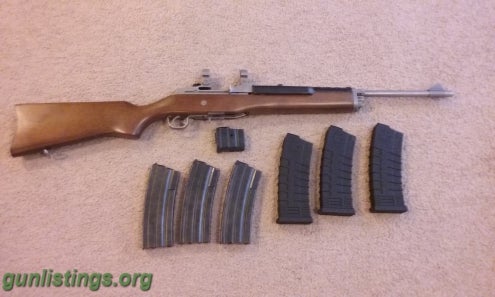 Rifles Ruger Mini-14 Stainless Ranch Rifle .223 W/ 7 Magazines