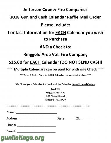 Accessories 2018 GUN & CASH CALENDAR RAFFLE