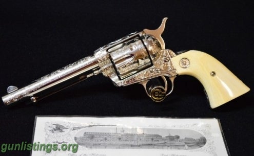 Pistols 1883 Colt SAA Nickel Hand Engraved Single Action