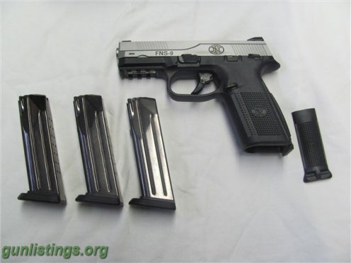 Pistols FNH USA FNS-9 Stainless 9mm With Safety 3 Mags