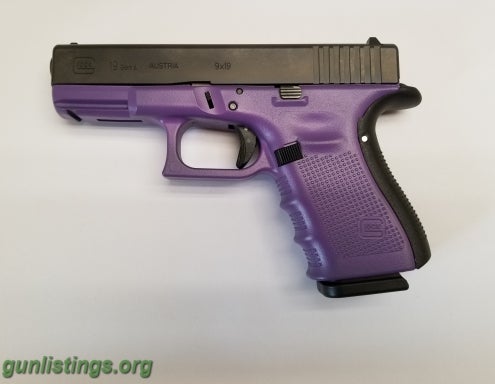 Pistols Glock 19 Gen 4 9mm With X-Werks Lollipop Purple Cerakot