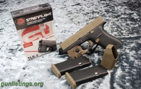 Pistols Glock 43X 9mm Custom Cerakote FDE Streamlight TLR-6 New