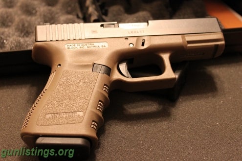 Pistols Like New Olive Drab Glock 23 With Trijicon Night Sights