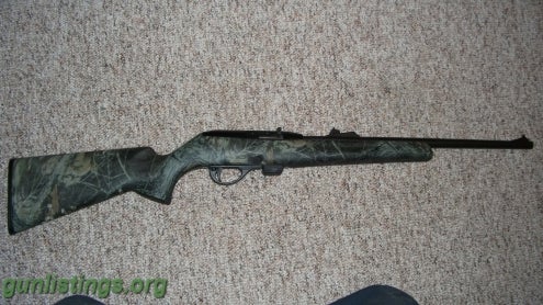 Rifles Remington 597 22 Semi Auto Rifle Camo Stock Blue Barrel