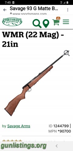 Rifles Savage Model 93  22 Mag Bolt Action