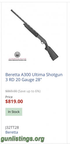 Shotguns Beretta Ultima A300 20ga