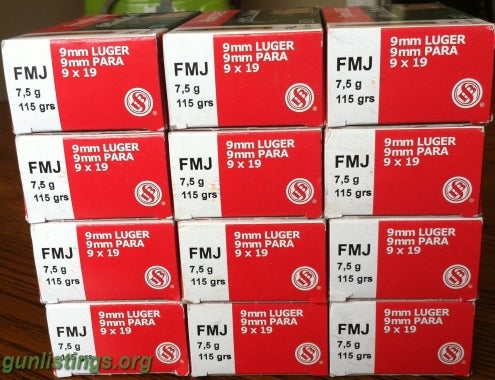 Ammo 9mm Ammo - Sellier & Bellot (600 Rounds) - $9/box