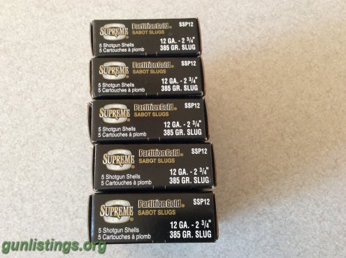 Ammo Winchester Supreme Gold Partition Sabot Slugs 12 GA.