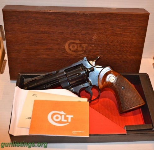 Pistols COLT PYTHON MINT W/ BOX BLUED RARE