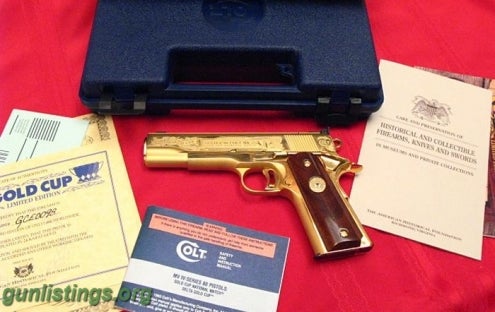 Pistols Gold Colt National Match 45 ACP Made Of Gold