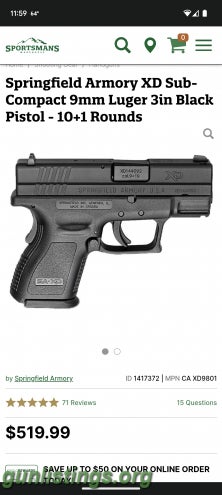 Pistols Springfield XD Subcompact