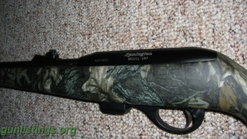 Rifles Remington 597 22 Semi Auto Rifle Camo Stock Blue Barrel