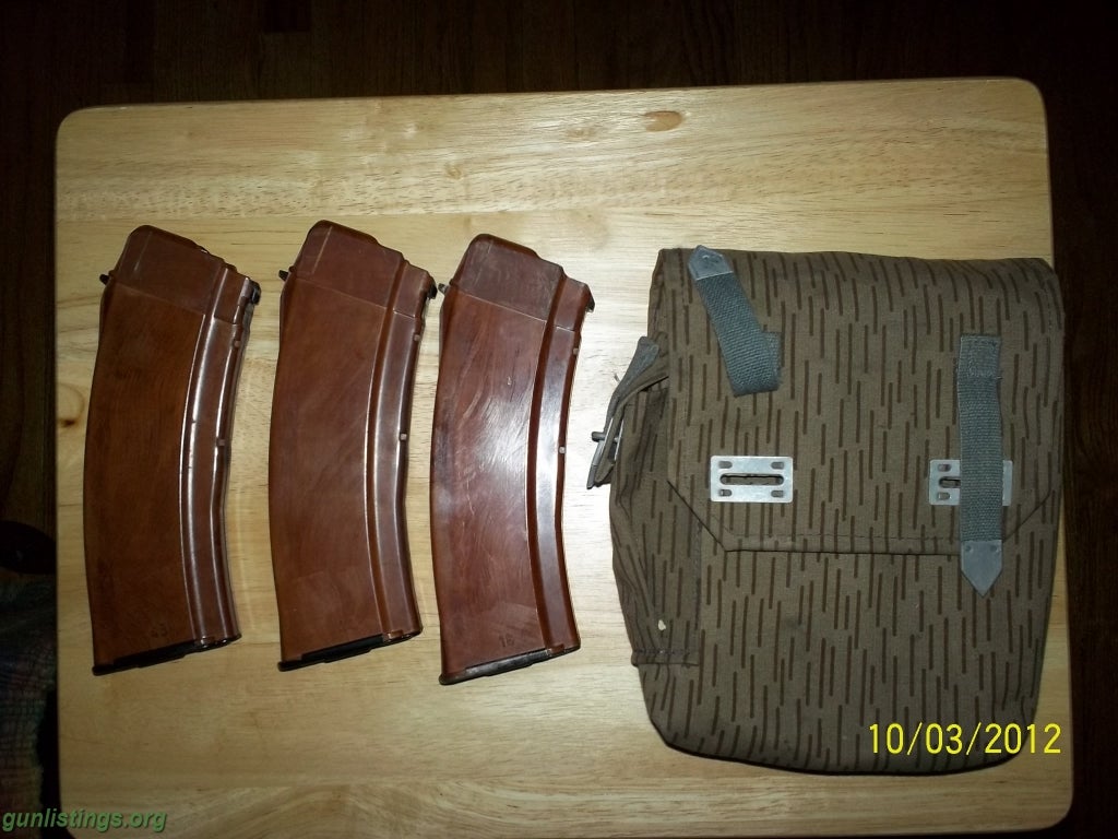 Accessories 3 East German AK 74 Bakelite Mags And Pouch