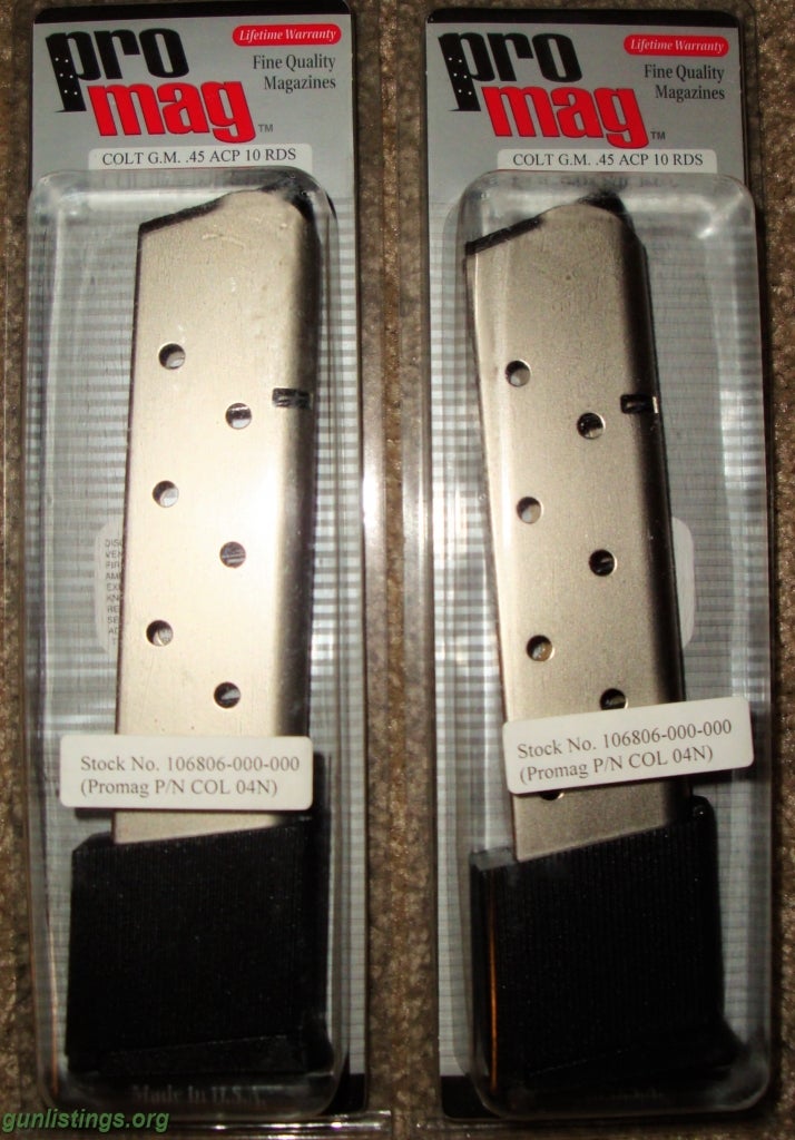 Gunlistings.org - Accessories Pair Of Promag 10rd Magazines For 1911 ...