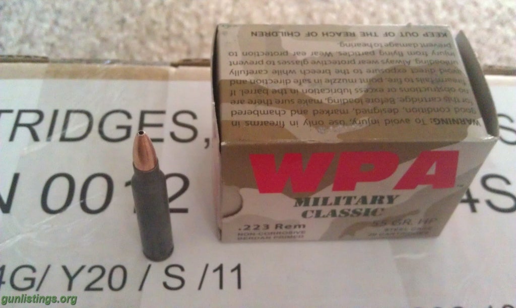 Gunlistings.org - Ammo .223 5.56 WPA Wolf Ammo 55 Grain HP 340 Rounds