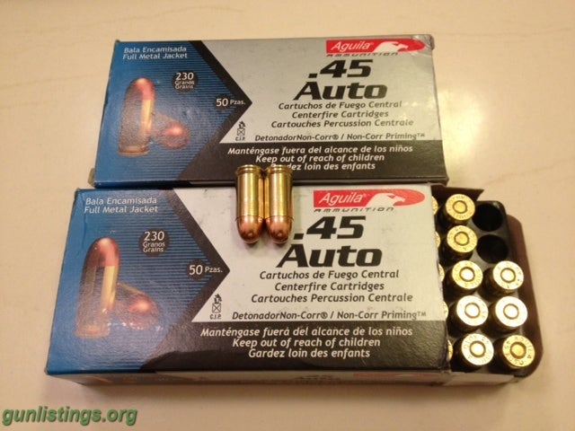 Ammo 10 Boxes 45 Caliber Ammo