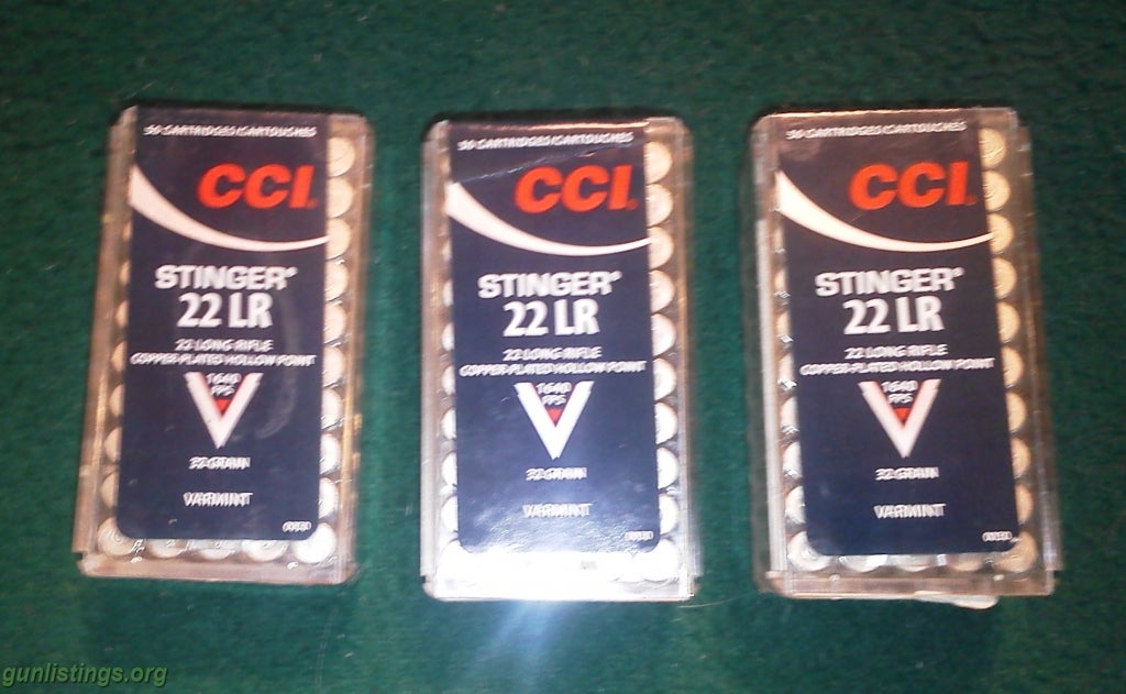 Ammo 150 Rounds CCI Stingers 22LR