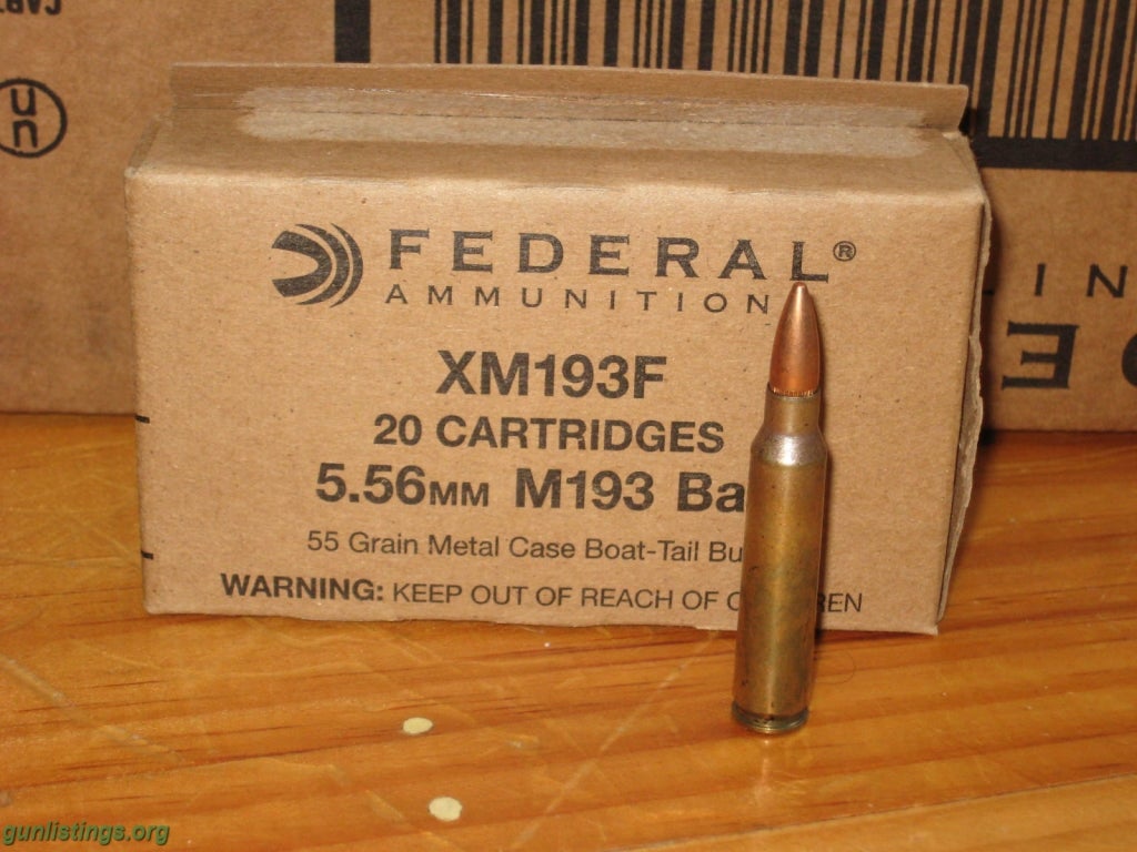 Ammo 260 Rds- Federal XM193F 5.56mm M193 Ammo