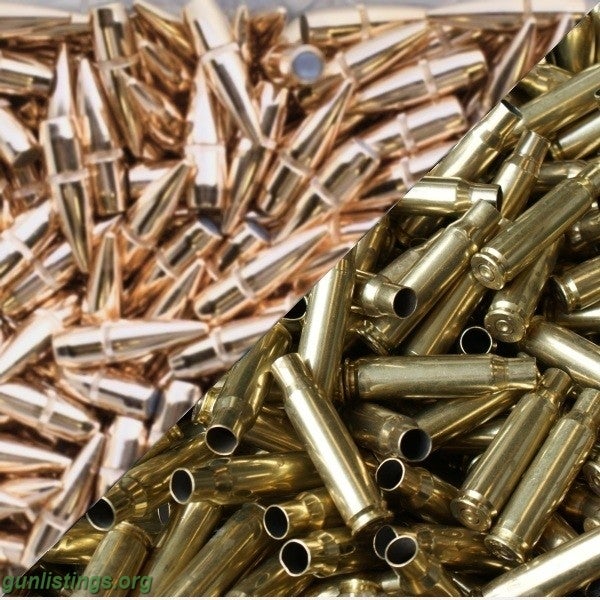 Ammo 308 Brass And 150gr FMJ-BT Bullet Combo