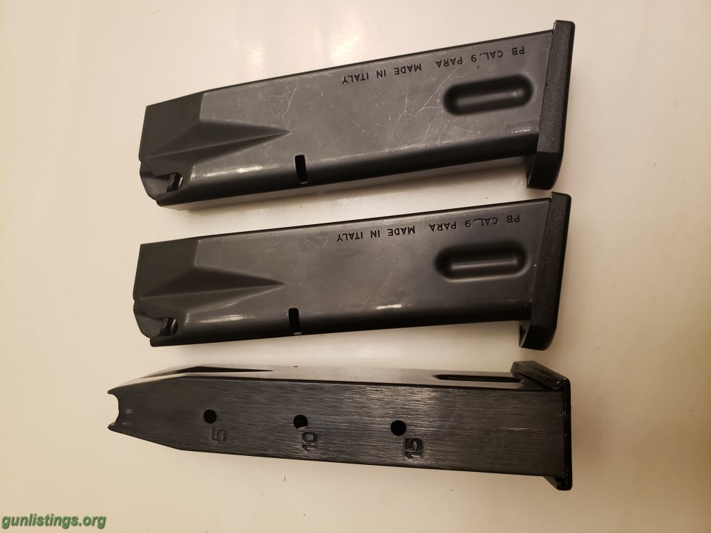 Ammo 3 Beretta 92/m9 15 Round Magazines