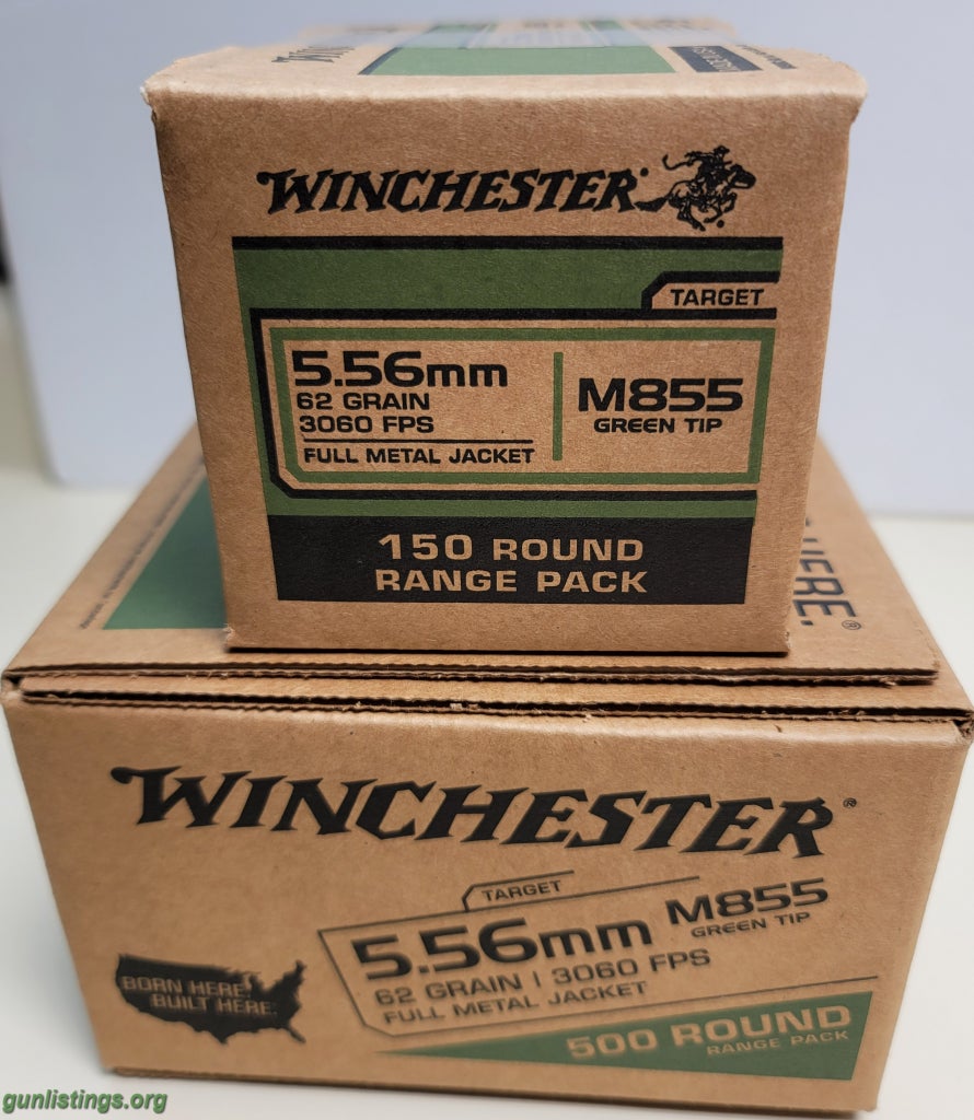 Ammo 650 Rounds Winchester 5.56 Green Tip 62 Grain