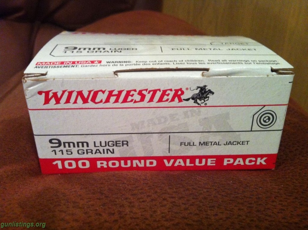 Ammo 9mm Winchester White Box (100 Rnd)