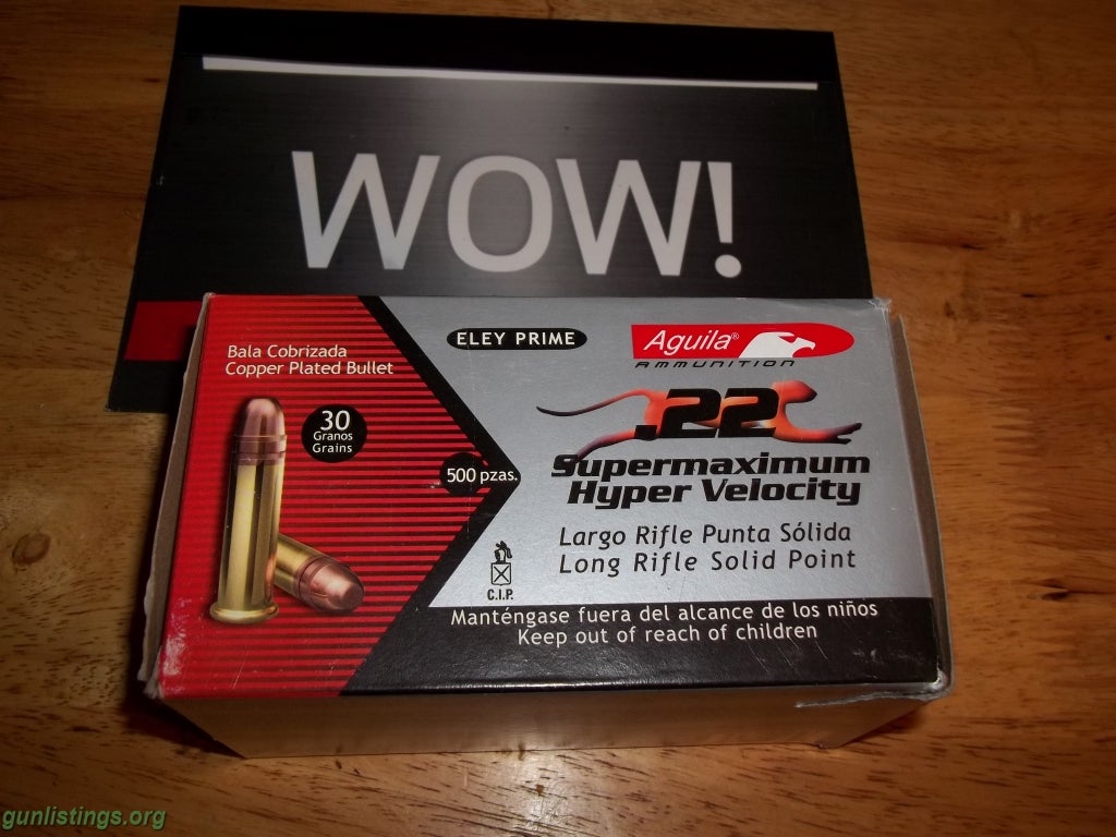 Ammo Aguila Supermax 22lr Hyper Velocity 250 Rnds.