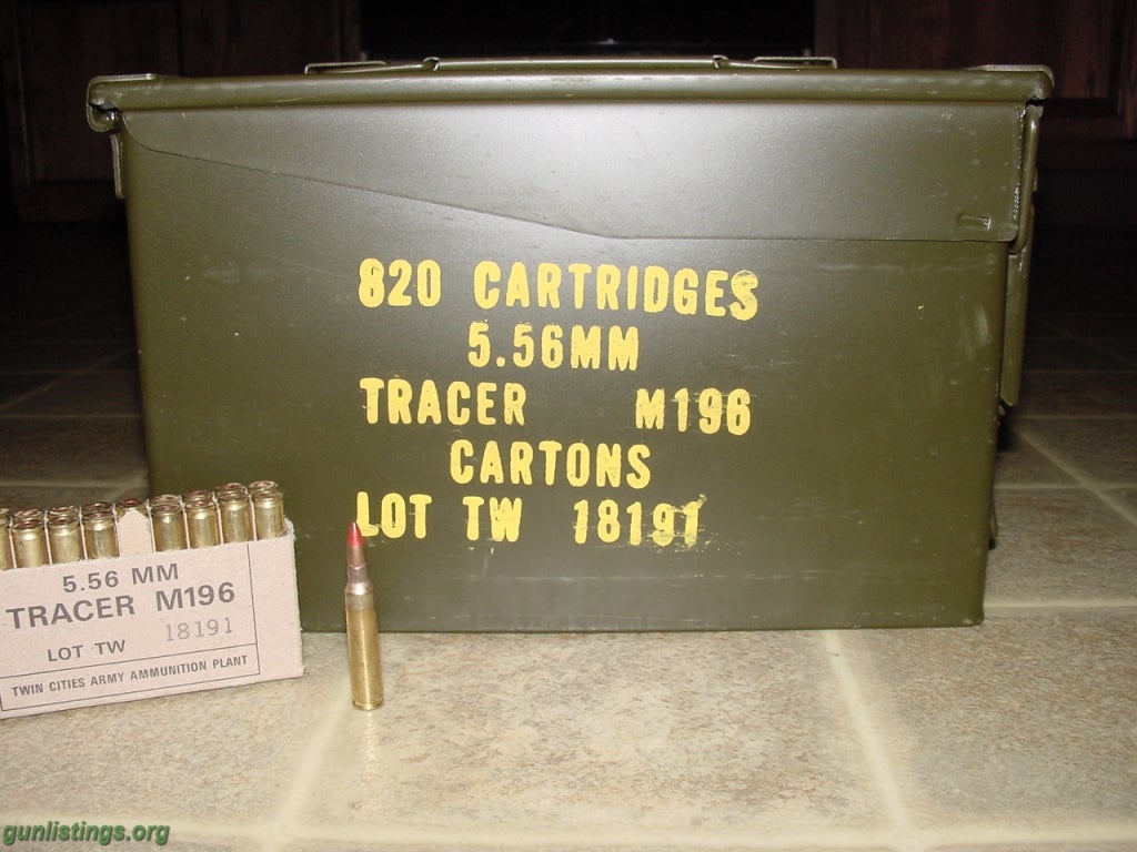 Ammo BULK 5.56 MM NATO (.223) M196 MILITARY SPEC TRACERS CAN