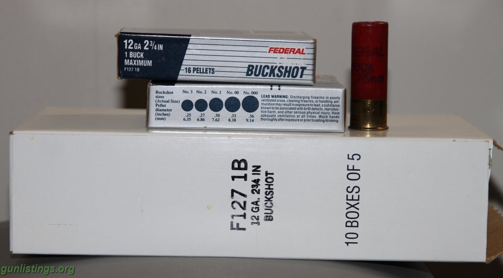 Ammo **SOLD** Federal 12 Gauge 1 Buck Shot Shells (50)