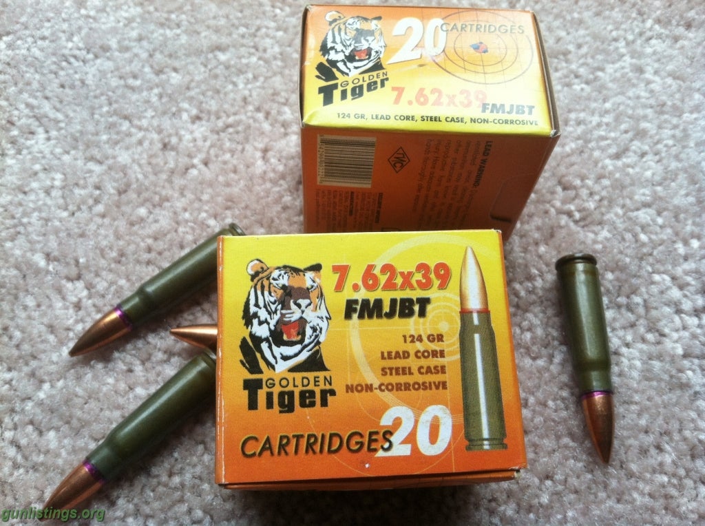 Ammo Golden Tiger 7.62x39 FMJ-BT. 965 Rounds