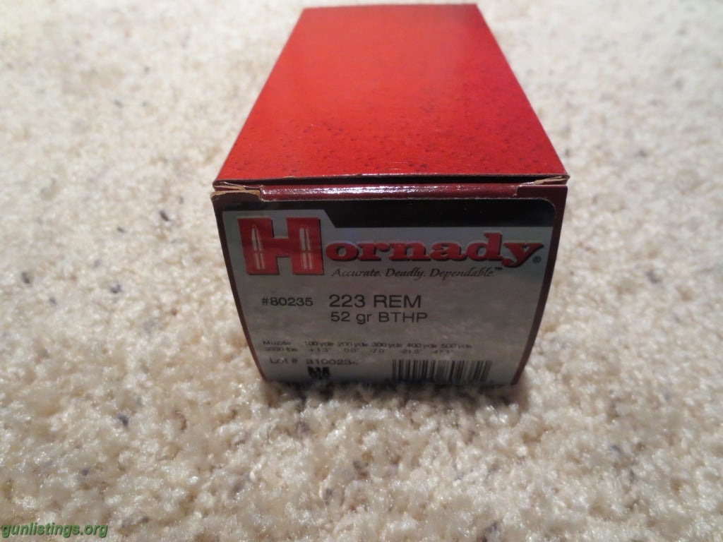 Ammo Hornady .223 Ammo 52 Grain 50 Rounds